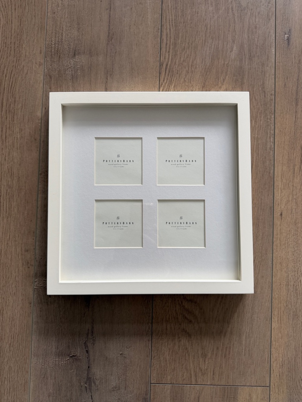Pottery Barn Wood Gallery 12.5 x 12.5 Cream Frame 4 Square 3.5 x 3.5 Openings